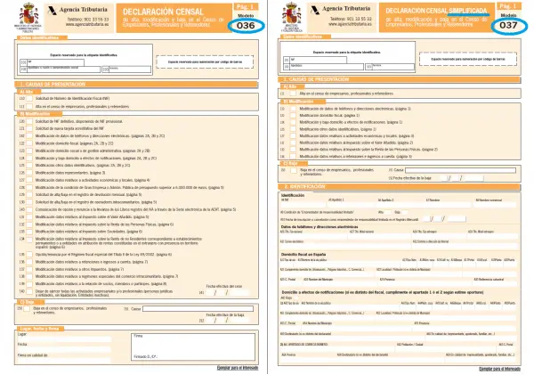 Diferencia entre el modelo 036 y 037: cuál usar y cómo rellenarlo