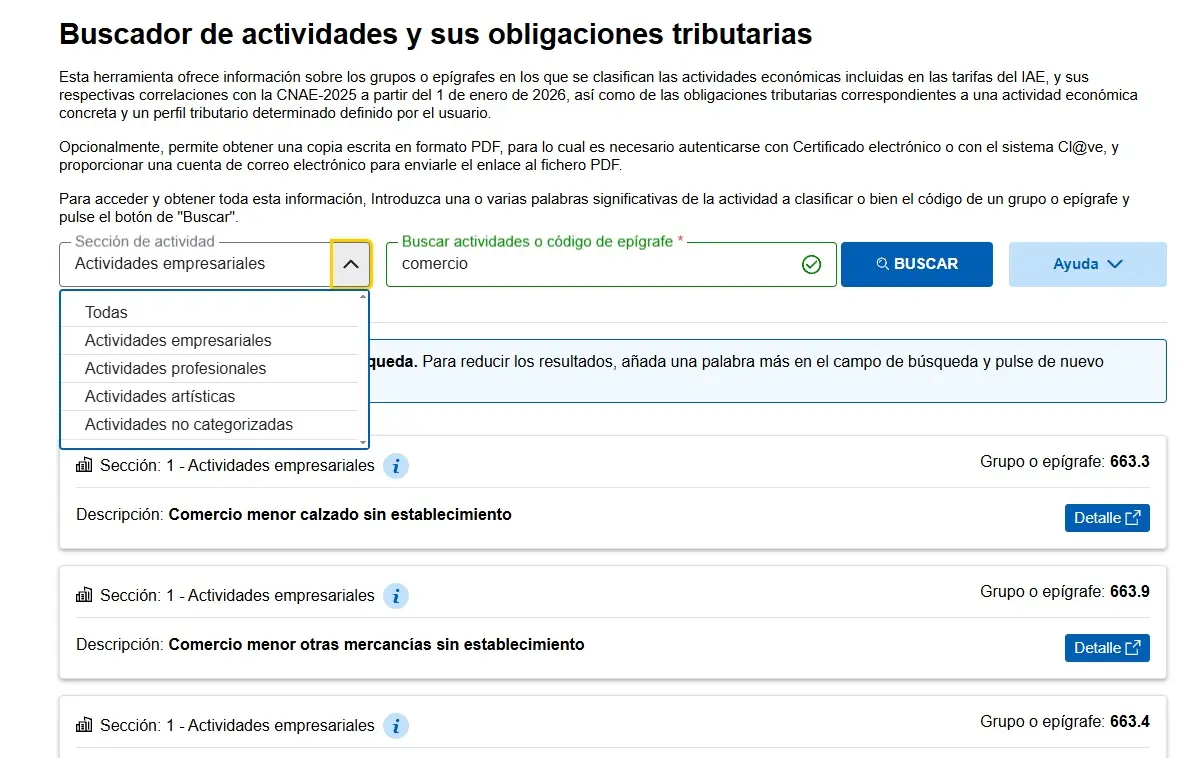 Las tres secciones del IAE