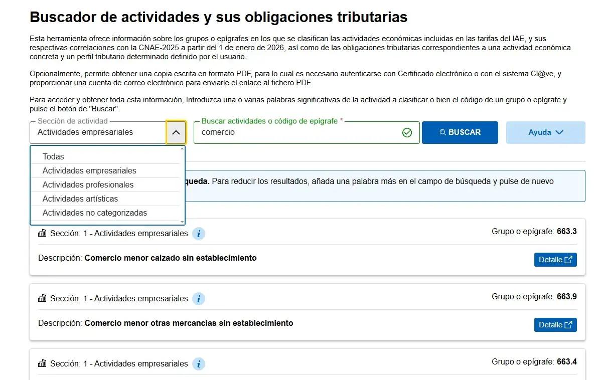 Las tres secciones del IAE